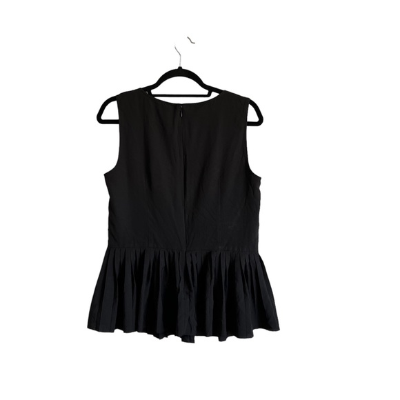 Ann Taylor- Black, Pleated, Round Neck, Peplum Tank Top, Size 8 - Picture 2 of 7